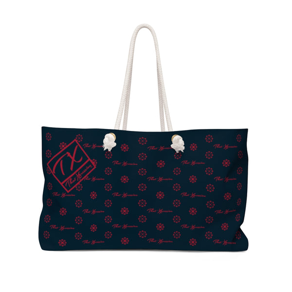 ThatXpression Fashion's Elegance Collection Navy and Red Designer Weekender Bag