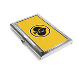 Queen Of Spades Black Yellow Polished Business Card Holder
