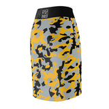 ThatXpression Fashion Yellow Black Camouflaged Women's Pencil Skirt 5TMP1