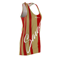 ThatXpression Fashion Red Gold Enlarged Savage Print Racerback Dress