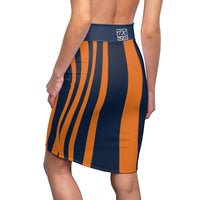 ThatXpression Fashion Orange Blue Savage Striped Themed Women's Pencil Skirt 7X41K