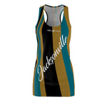 ThatXpression Fashion Gold Black Teal Jacksonville Striped Racerback Dress