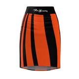 ThatXpression Fashion Black Orange Striped Themed Women's Pencil Skirt 1YZF2