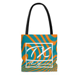 ThatXpression Gym Fit Multi Use Miami Themed Swirl Teal Orange Tote bag