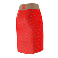 ThatXpression Fashion's Elegance Collection Red and Tan Pencil Skirt