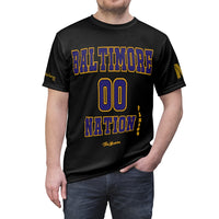 ThatXpression's Baltimore Nation Period Sports Themed Purple Gold Unisex T-shirt