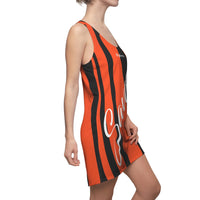 ThatXpression Fashion Black Orange Enlarged Savage Print Racerback Dress