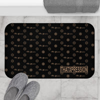ThatXpression Fashion Black and Tan Mini Brand Bathroom Bath Mat