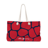 ThatXpression Fashion Stylish Red Navy Cobble Pattern Weekender Bag R27KB