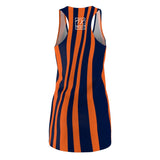 ThatXpression Fashion Navy Orange Enlarged Chicago Print Racerback Dress