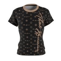 ThatXpression Fashion's Elegance Collection Black and Tan Script Women's T-Shirt