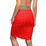 ThatXpression Fashion's Elegance Collection Red and Tan Pencil Skirt