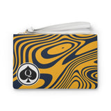 Queen Of Spades Collection Navy Gold Clutch Bag