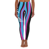 ThatXpression Fashion Black Teal Stripe Miami Vice Spandex Leggings