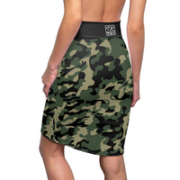 ThatXpression Fashion Green Tan Black Camouflaged Women's Pencil Skirt 1YZF2