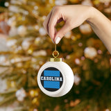 Carolina Festive Christmas Ball Ornament With Ribbon