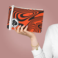 Queen Of Spades Collection Black Orange Swirl Clutch Bag