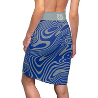 ThatXpression Fashion Swirl Blue Gray Women's Pencil Skirt 7X41K