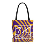 ThatXpression Gym Fit Multi Use Los Angeles Themed Swirl Purple Gold Tote bag
