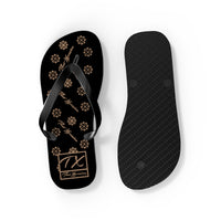 ThatXpression Fashion's TX2 Elegance Collection Black and Tan Designer Unisex Flip Flops