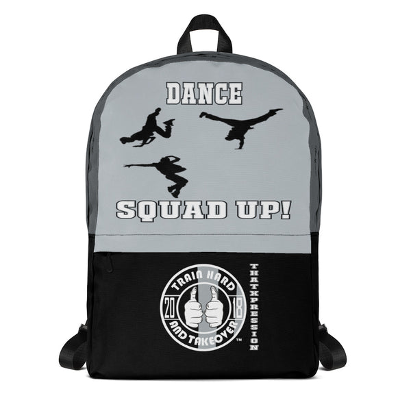 ThatXpression Fashion Fitness Urban Hip Hop Black Grey Dance Fitness Squad Up! Backpack