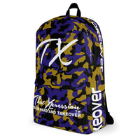 ThatXpression Fashion Black Purple Gold Camo Themed Backpack