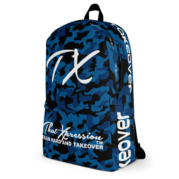 ThatXpression Fashion Blue Black Camo Themed Backpack