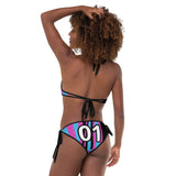 ThatXpression Reversible Miami Vice City Heat Camo Striped Black Teal Jersey Bikini Swimsuit Set