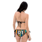 ThatXpression Reversible Miami Camo Striped Navy Orange Jersey Bikini Swimsuit Set