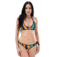 ThatXpression Fashion 2 In 1 Miami Camo Striped Themed Orange Blue Bikini