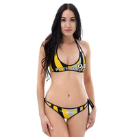 ThatXpression Reversible Pittsburgh Camo Striped Black Yellow Jersey Bikini Swimsuit Set
