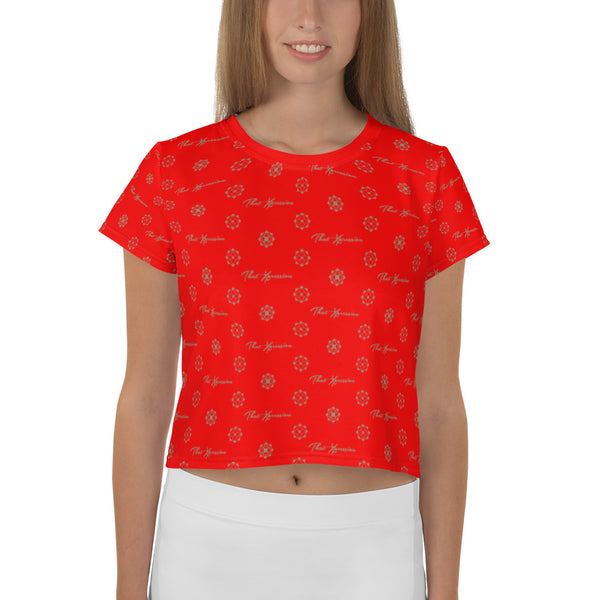 ThatXpression Fashion's Elegance Collection Red and Tan Crop Tee