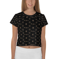 ThatXpression Fashion's Elegance Collection Black and Tan Crop Tee