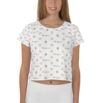 ThatXpression Fashion's Elegance Collection White and Tan Crop Tee