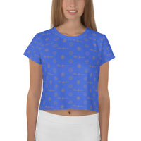 ThatXpression Fashion's Elegance Collection Blue and Tan Crop Tee