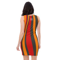 ThatXpression's Multi Colored Red & Orange Tampa Bay Florida Themed Fitted Dress