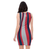 ThatXpression's Multi Colored Blue & Red New England Themed Fitted Dress