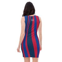 ThatXpression's Multi Colored Navy & Red Buffalo New York Themed Fitted Dress
