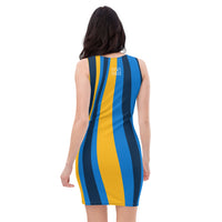 ThatXpression's Multi Colored Blue & Gold San Diego California Themed Fitted Dress