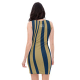 ThatXpression's Multi Colored Blue & Gold Los Angeles California Themed Fitted Dress