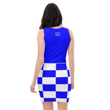 ThatXpression Fashion White Blue Checkered Pattern Dress