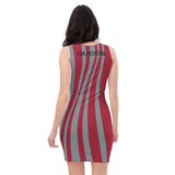 Queen'n Queen Of Spades Red Grey Striped Party Dress