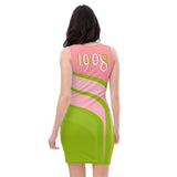 ThatXpression Fab Pink & Green 08 Fitted Racerback Dress