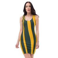 ThatXpression's Multi Colored Green & Gold Green Bay Wisconsin Themed Fitted Dress