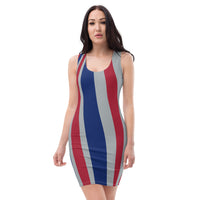 ThatXpression's Multi Colored Blue & Red New York City Themed Fitted Dress