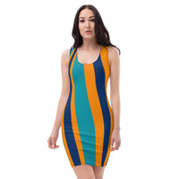 ThatXpression's Multi Colored BLue & Orange Miami Florida Themed Fitted Dress