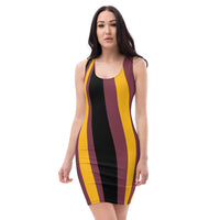 ThatXpression's Multi Colored Burgundy & Gold Washington DC Themed Fitted Dress