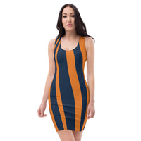 ThatXpression's Multi Colored Blue & Orange Auburn Themed Fitted Dress