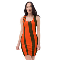 ThatXpression's Multi Colored Orange & Brown Cleveland Ohio Themed Fitted Dress