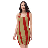 ThatXpression's Multi Colored Burgundy & Gold San Francisco California Themed Fitted Dress